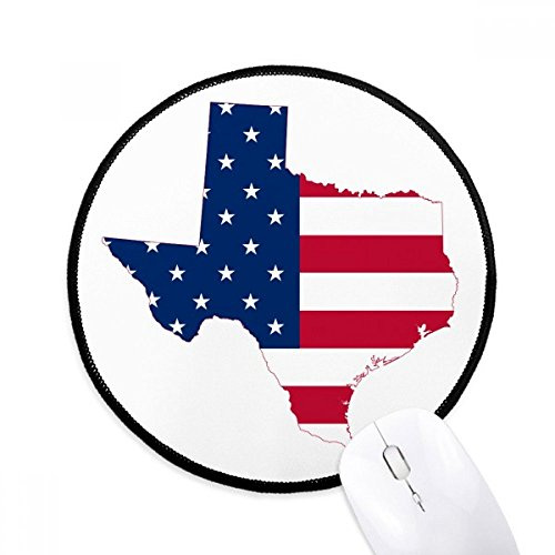 Texas USA Map Stars Stripes Flag Shape Mouse Pad Desktop Office Round Mat for Computer