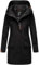 MARIKOO Damen Softshell Jacke Winterjacke wasserabweisend Outdoor lang B856 [B856-Maylee-Schwarz-Gr.S]