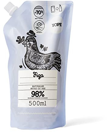 YOPE Nachfüllpack Natürliche Handseife Feige - Vegane Flüssigseife Nachfüllung mit süß-frischem Duft - Sanft & feuchtigkeitsspendend - Mit pflanzlichen Inhaltsstoffen - 500 ml