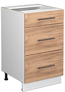 Vicco Küchenunterschrank Fame-Line, Goldkraft Eiche/Weiß, 50 cm ohne Arbeitsplatte