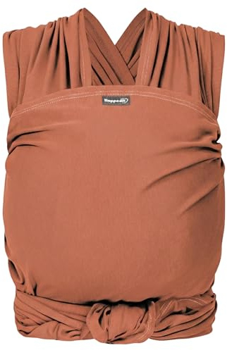 Hoppediz Elastisches Babytragetuch für Neugeborene ab Geburt (2–9 kg) – Weiches Babytragetuch aus kbA-Baumwolle – Elastisches Tragetuch für Babys – Kupfer 4,60 m