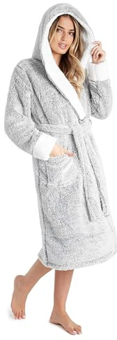 CityComfort Dressing Gown Women, Fluffy Bath Robes for Women, Gifts for Her (S, Two Tone Grey)