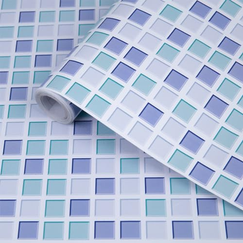 Hode Fliesenaufkleber Mosaik Blau 60X500cm Selbstklebend für Küche Bad Wasserdicht Dekorative Fliesen Folie Tapeten