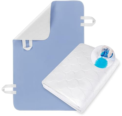 Winshine Waschbare Betteinlagen, 86,4 x 132,1 cm (1 Stück), wiederverwendbar, rutschfest, wasserdicht, Bettnässen, Inkontinenz-Einlagen mit 4 Griffen, für Erwachsene, ältere Menschen und Haustiere,