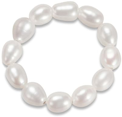 Bellitia Jewelry Anillo elástico de perlas cultivadas de agua dulce barrocas, anillo de cuentas anillo apilable hecho a mano para mujeres y niñas