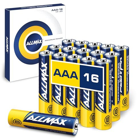 Allmax AAA Micro (LR03) Maximum Power Alkaline Triple A Batteries (Pack of 16) - Ultra Durability, 10 Year Shelf Life, Leak-Proof, 1.5 V