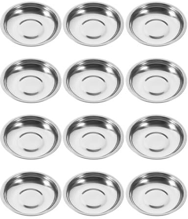 TOZBLEU 12pcs Cuencos De Salsas,6cm Platos De Salsa De Acero Inoxidable, Cuencos Para Sushi, Cuencos De Aperitivo, Cuenco Redondo Pequeño Para Salsas, Sushi, Especia, Snacks, Aperitivos