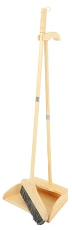 GRIRIW Escoba con Mango y Recogedor De Madera Resistente De Limpieza para Suelos Interiores y Exteriores Accesorios para Hogar Cocina Garaje y Taller