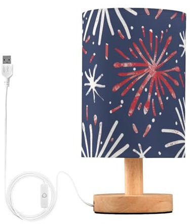 ZRWLUCKY Lampada da tavolo con paralume linea fuochi d'artificio luce notturna blu per ragazzi aula