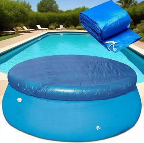 10FT Round Pool Cover,Foldable Outdoor Swimming Pool Covers,Paddling Pool Covers with Drawstrings,Pool Ground Cloth,Garden Dust Solar Pool Cover Protector for Inflatable Family Pool(10ft,3.05m)