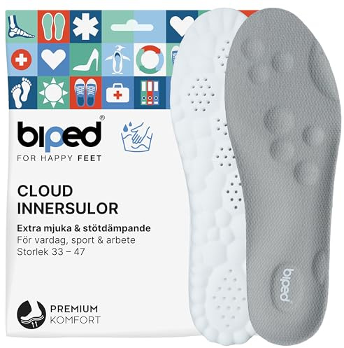 biped Cloud extra mjuka innersulor för vardag, sport och arbetsskor – Ortopediska stötdämpande skoinlägg med hälkudde – Massage skuminnersulor z2938(grey,45-47)