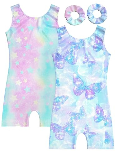 Mulnall 2 Pack Gymnastics Dance Leotard for Girls(0602-15-8Y) | Skin-friendly stretch tank gymnastics unitards, easy pull-on design, pack of 2 for training & competitions