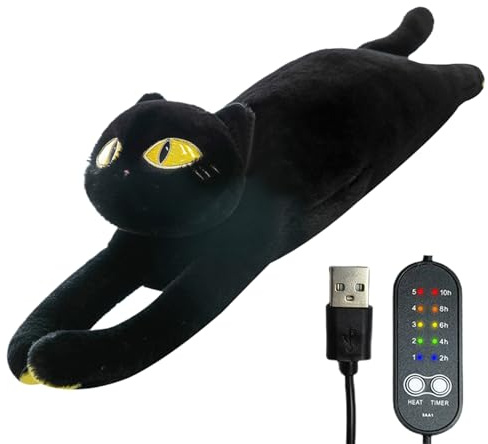 Fangfhai riscaldante per crampi mestruali, alimentato tramite USB, riscaldante per gatto, simpatico peluche a forma di animale, per stomaco, collo, spalle, parte bassa della schiena