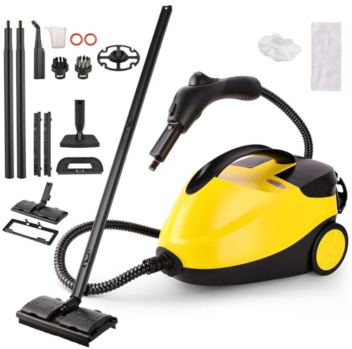 Nettoyeur Vapeur 2000W Shampouineuse, 1600ML grand réservoir d’eau,4 bars, 16 accessoires, Nettoyant Vapeur pour Fenêtres, Carrelage, Nettoyage Intérieur de Voiture, Salle de Bain, Meubles