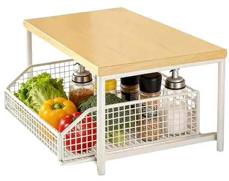 Generiskt Rack de Rangement pour la Cuisine – Support Vertical à Double Etage | Étagères en Position Debout pour Garde-Manger Salle de Bain Douche Buanderie Bureau, Design Gain Place