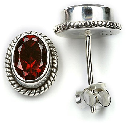Drachensilber Granat Ohrstecker Schmuck 925 Silber Roter Stein Ohrstecker Steinschmuck Rot Ohrring Paar Ohrschmuck echter Edelstein Ohrringe Frauen