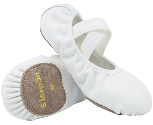 s.lemon Ballet Shoe,Girls Elastic Ballet Slippers Stretch Canvas Dance Shoes for Kids Adult TLB White 33EU