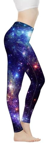 NDISTIN Women's Yoga Pants High-Waisted Tummy Control Leggings Universe Blue Galaxy Pattern for Gym,Running,Athletic Wear Stretchy Pants