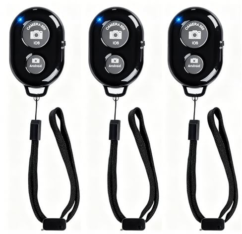 Wireless Remote Shutter for Cellphones and Tablets (3 Pack), AOQIYUE Bluetooth Remote for iPhone/Android Camera Control, Selfie Clicker for Photos and Videos - Wrist Strap Included
