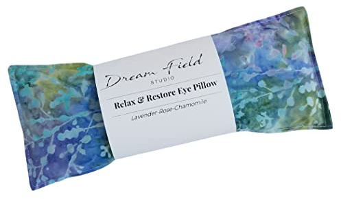 Handmade Organic Lavender Eye Pillow for Relaxation – Sleep Aromatherapy, Flaxseed Eye Mask – Batik Cotton Pillow - Pastel Batik Undersea