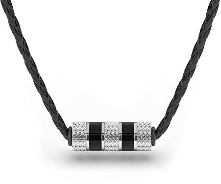 SERASAR Collana in Pelle da Uomo con Ciondolo - 50cm Argento Scatola per Gioielli Idea Regalo Uomini Catena Rocker Bracciale Morte Morta