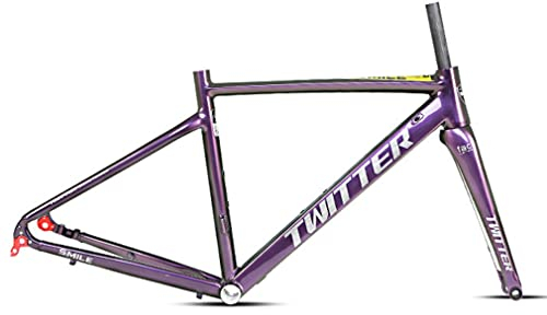 YOJOLO Aluminium Legierung Rennrad-Rahmen 700C Scheibenbremse Fahrradrahmen BSA68 Verfärbung Rahmen 46/48/50/52 cm, Mit Carbon Vorderradgabel Steckachsenhebel 12X100mm/12X142mm