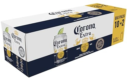 Corona Extra Premium Lager Dosenbier, EINWEG, Internationales Lager Bier (10+2 X 0.33 l)