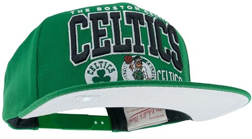 Mitchell & Ness NBA/HWC Champ Stack Cappellino Snapback da Baseball - Boston Celtics, Verde, 100% Poliestere, Regolabile, Uomo, Donna, Bambino, Unisex, Primavera, Estate, Autunno, Inverno