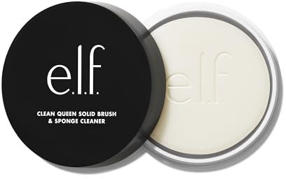 e.l.f. Clean Queen Nettoyant solide pour brosse et éponge, savon activé à l'eau, nourrissant, facile à utiliser, végétalien et sans cruauté envers les animaux