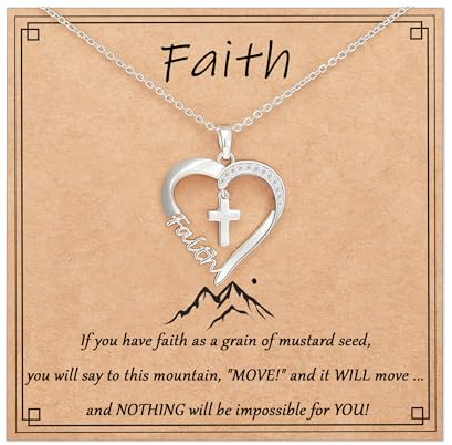 Lydow Faith Gifts for Girls Cross Necklace Christian Religious Catholic Jewelry Teen Teenage Toddler Kids 8-12 12-15 Heart Women Silver
