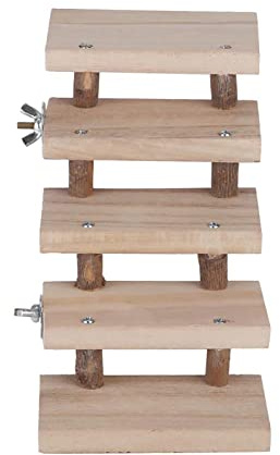 KIMISS Échelle de Bois, 5 Couches Escaliers d'échelle d'escalade pour Hamster Perroquet Jouet Hamster Escaliers de Porcs Accessoires de Cage