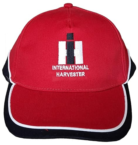 Bimaxx IHC International Harvester Oldtimer Kappe Mütze mit gesticktem Traktor Motiv Baseballcap Rot/Weiß/Schwarz