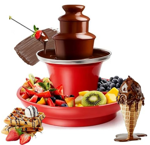 Fuente de chocolate de 3 niveles, pequeña, 35 W, eléctrica, de acero inoxidable, con función de fusión, capacidad de 200 g, para fiestas, cumpleaños, bodas