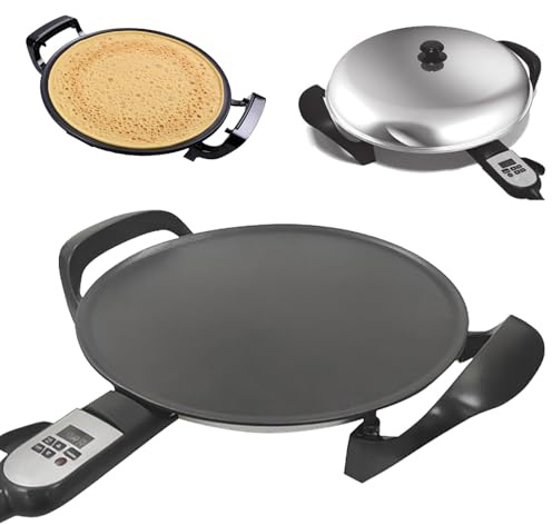 18,5 Elektrisk Stekpanna För Pannkaksgrill Med Justerbar Temperatur Och Tid, Digital Skärm, Ej Stapelbar Yta, Jämn Värmefördelning 47 Cm,47cm