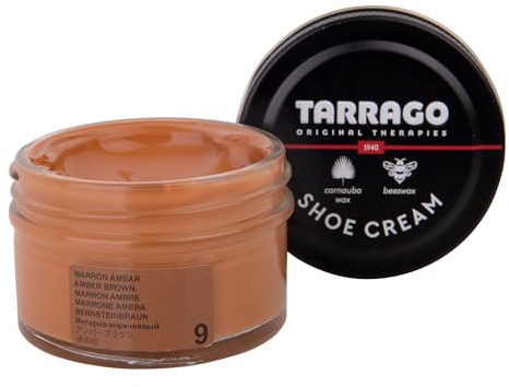 Tarrago Shoe Cream – Betún para Zapatos de Cuero y Piel 50ml | Crema Zapatos Nutritiva con Cera de Abeja y Carnauba | Alta Cobertura y Brillo | Marrón ámbar (9)