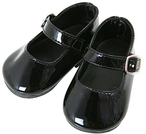 FRILLY LILY SMALL MARY JANE BLACK PATENT DOLLS SHOES 6 X 3.5 CM To fit dolls such as 43 cm baby born