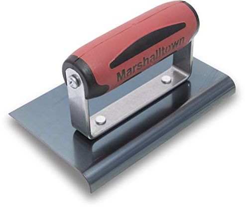 Fratasadora Marshalltown de acero azul con mango Durasoft, para redondear el hormigón, radio: 10 mm, labio 13 mm, tamaño de la fratasadora: 152x102 mm