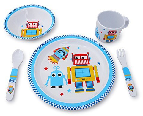 Culina Kinder Melamine 5-teiliges Geschirr Set – Roboter