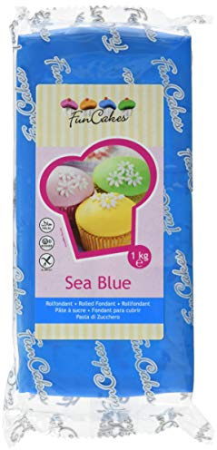 UTFÖRSÄLJNING - FunCakes Sea Blue Sockerpasta 1kg, Fondant Sugarpaste Blå Vanilj
