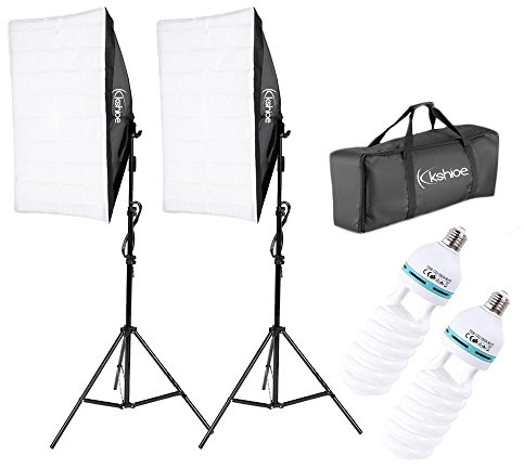 Kshioe Photography Softbox Lighting Kit, YouTube Starter Kit, Photo Equipment Soft Studio Light with Light Stands and Convenient Carry Bag (with 2 softbox Light)