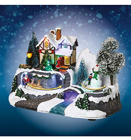 Feeric Lights et Christmas - Village de noël père noël et traineau animé 10 LED à Piles