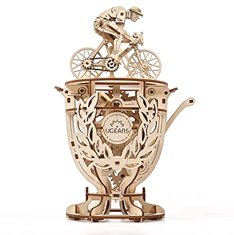 Ugears Automaton Cyclist 3D Puzzle - 3D Wooden Puzzles for Adults - Mechanical Building Set with Moving Parts Tour De France - Wooden Model Kits For Adults To Build Cycling Gifts for Christmas