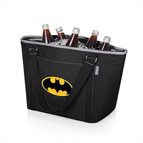 Picnic TIME Batman Topanga Tote Cooler Bag, Insulated Soft Cooler Tote for Picnic Beach Grocery Tailgating, 24 Can Capacity, Leak Resistant Liner, Extra Large Reusable Cooler Bag, (Black)