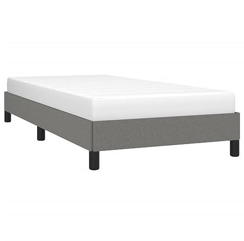 vidaXL Polsterbett, Bett Bettgestell mit Lattenrost, Schlafzimmerbett Einzelbett mit Stützbeinen, Bettrahmen Schlafzimmermöbel, Dunkelgrau 90x200cm Stoff