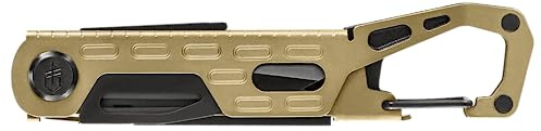 Gerber Gear Stake Out 11-in-1-Multifunktionswerkzeug – 5,6 cm Glatte Kante, Zeltpfahlabzieher, Karabiner-Tragetasche – EDC-Ausrüstung und Ausrüstung – Bronze