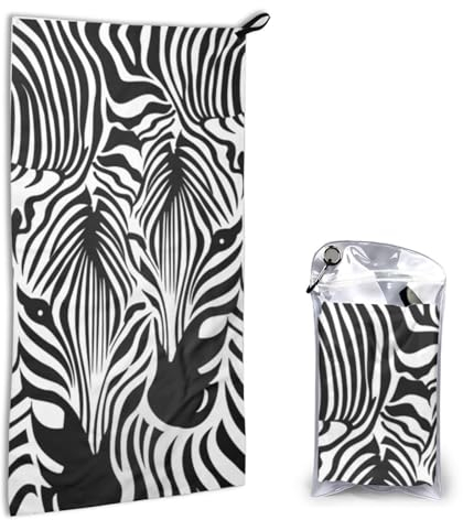 JEWOSS Abstraktes Handtuch mit Zebramuster, hochwertig, superfeine Faser, schnelltrocknend, 40,6 x 80 cm, geeignet für Indoor- und Outdoor-Aktivitäten, Reisen und Fitness