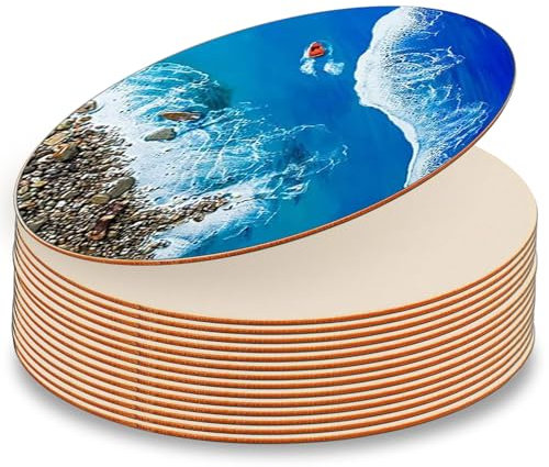 Dischi di Legno Rotondi, 15 Pezzi da 20 cm, Spessore 2,5 mm, Compensato non Trattato per Arte fai da te e Decorazione Murale