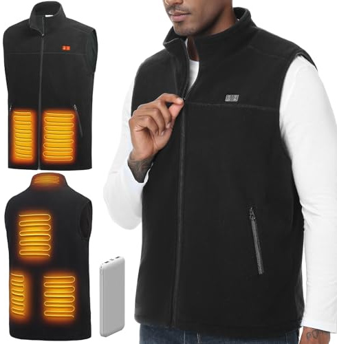 Heated Vest, Gilet for Men Women, Micro Fleece Body Warmer with 10000mAh Power Pack Included, USB Electric Jacket with 3 Heating Level | 6 Heated Zone, Self Warm Waistcoat, Lightweight Winter Clothing