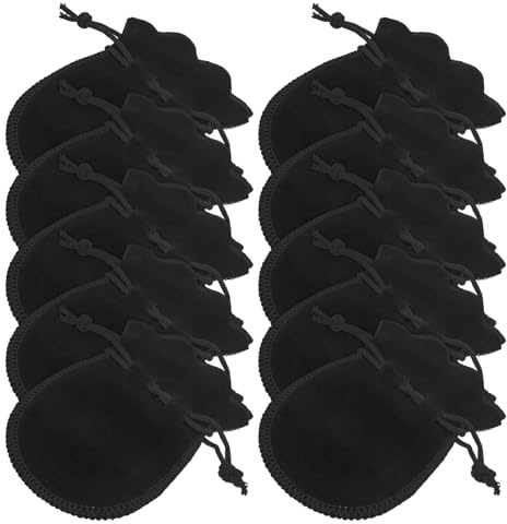Cabilock Lot De 10 Paquet à Bijoux Velours Petits à Cordon, Pochettes Noires En Tissu Doux, Rangement Portable Pour Accessoires, Présents Mariage Et Organisation D’objets Précieux