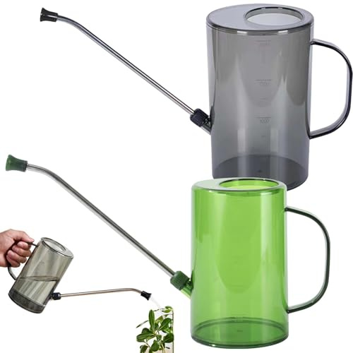 2 stycken vattenkanna inomhusväxter, vattenkanna 1 l med rostfritt stål långt utlopp, vattenkanna inomhusväxter, minivattenkanna, liten vattenkanna för inomhusväxter för hem, bonsai, trädgårdsblomma,